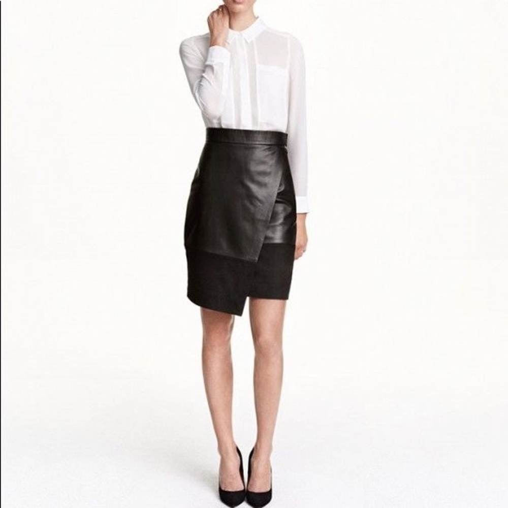 H&M Genuine Leather + Suede Crossover Skirt